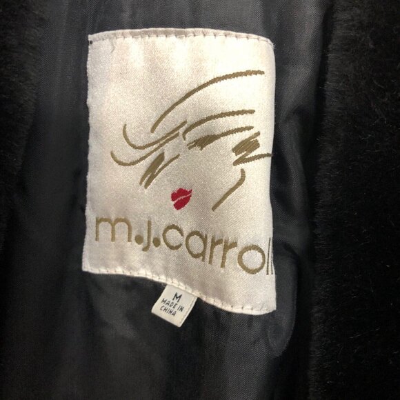 SOLD Vintage 1990s Black Leather Fur Collar Reptile Alligator Trench Coat - Picture 13 of 16